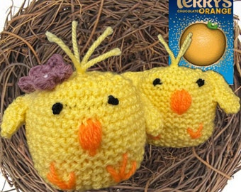 Chick Schoko Orange Cover Muster GESTRICKT
