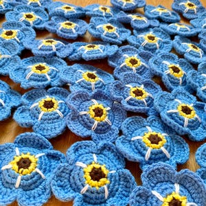 Forget Me Not - Keyring, Plant Poke or Brooch (crochet pattern)