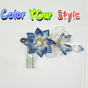 Dark Blue Flower Handmade Hair Comb Black Small Hair Comb Hair Jewelry Hair Accessories Hair Pin Clearance Sale