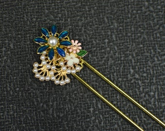 Handmade Pearl Tree Branch Golden Chinese Hair Pins Hair Stick Chinese Bridal Hair Accessories