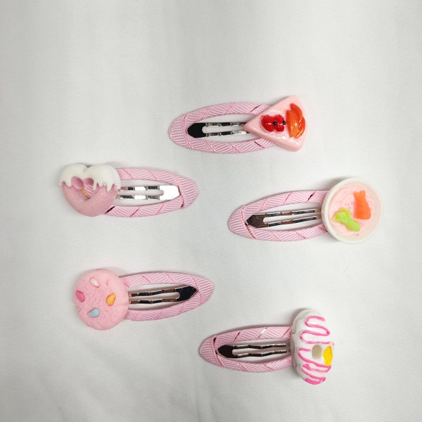 A set of Five Single Piece  Food Theme Children toddler Cute LIttle Girl Child Hair Clip Hair Decoration