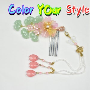 Green Pink Flower Handmade Hair Comb Hair Jewelry Hair Accessories Hair Pin: Clearance Sale