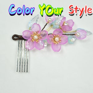 Purple Flower Hair Comb: Transparent Purple Hair Comb Hair Jewelry Hair Accessories Hair Pin Clearance Sale