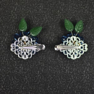 A Pair of Handmade Blue Succulent Flower Silver Hair Clip Chinese Hair Accessories image 4