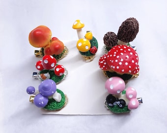 Vivid Mushroom Polymer Clay Mushroom Children Cute Little Girl Child Hair Clip Hair Decoration for Children