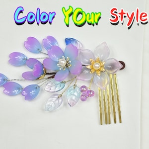 Purple Blue Flower Chinese Hair Comb Purple Hair Comb Hair Jewelry Hair Accessories Hair Pin Clearance Sale