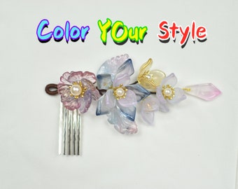 Rainbow Flower Hair Comb: Small Metal Hair Comb Hair Jewelry Hair Accessories Hair Pin Clearance Sale