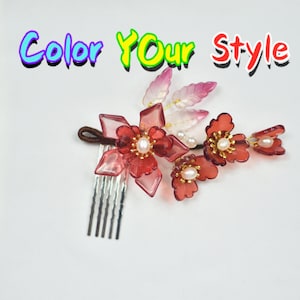 Red Flower Hair Comb: Red Flower Small Hair Comb Hair Jewelry Hair Accessories Hair Pin Clearance Sale