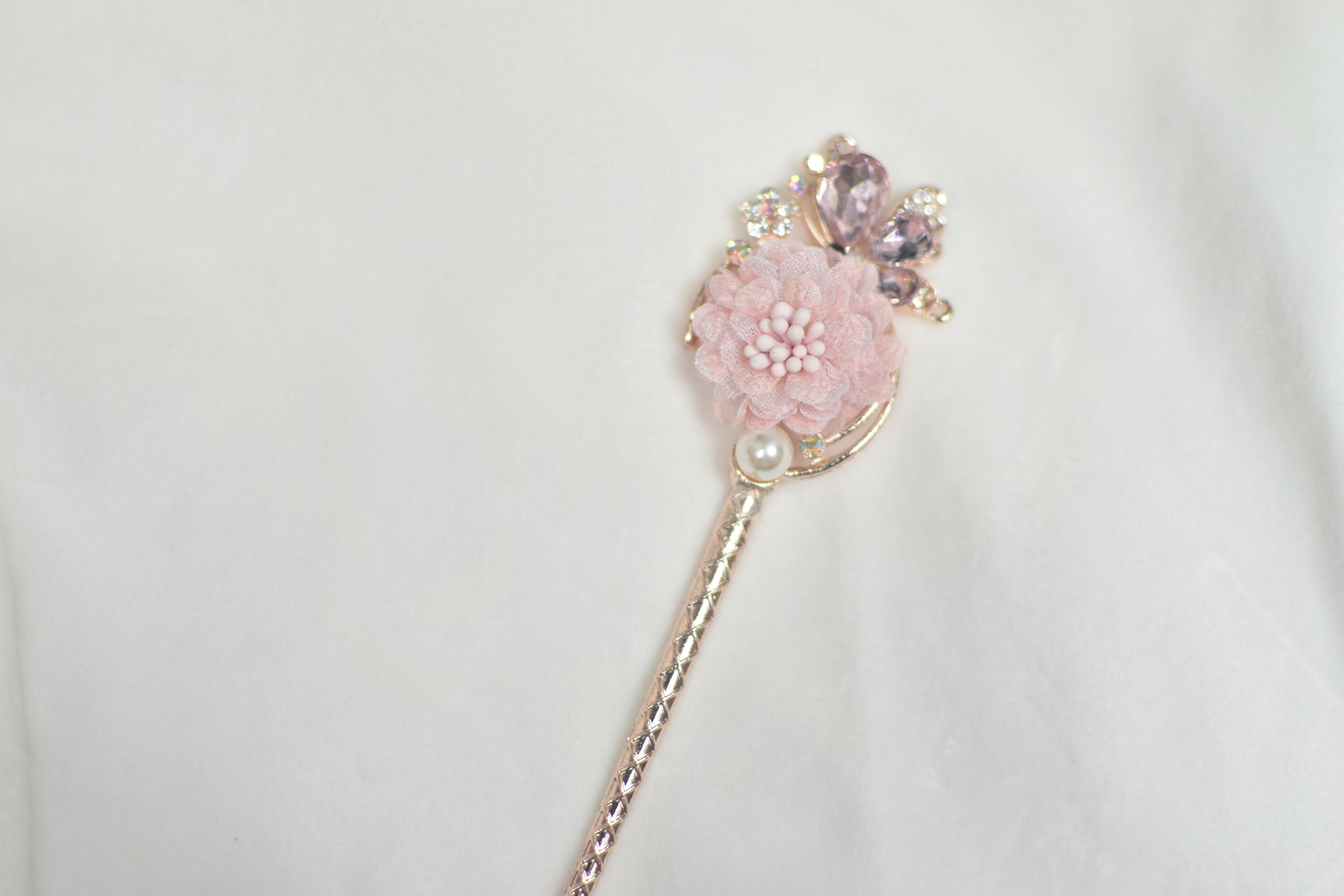 Fancy Pink Flower(1) Golden Alloy Sturdy Hair Pins Hair  display picture 3