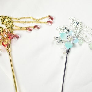 Handmade Peony Flower Golden Silver Chinese Copper Hair Pin Hair Stick For Bun and Hanfu Prom Dress