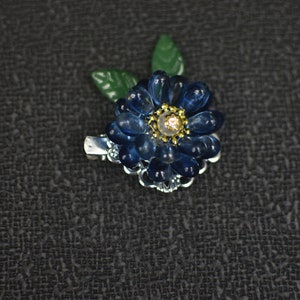 A Pair of Handmade Blue Succulent Flower Silver Hair Clip Chinese Hair Accessories image 2