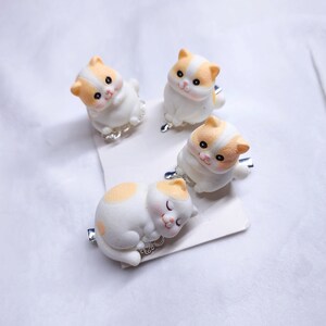 Orange And White Polymer Clay Cat Children toddler Cute LIttle Girl Child Hair Clip Hair Decoration for Children