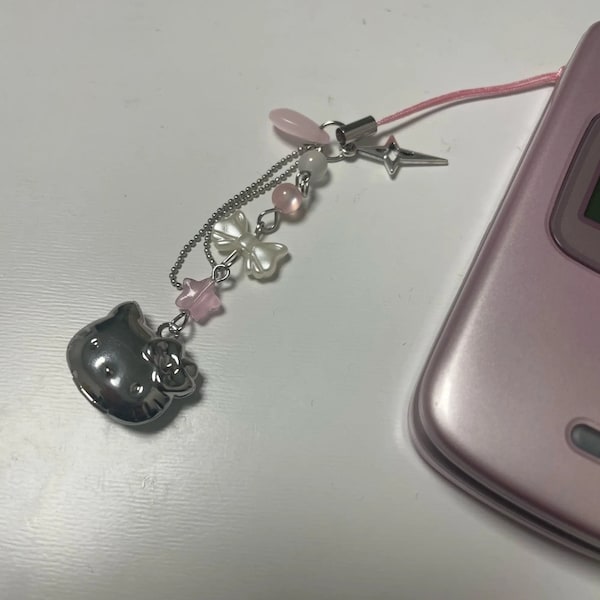 Hello Kitty Inspired Chrome Locket Phone Charm