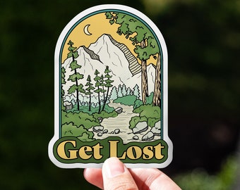Get Lost Nature Die-Cut Vinyl Water Resistant Sticker | Mountain Adventure Sticker