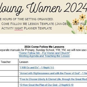 Youth Young Women or Young Men 2024 Come Follow Me Lesson Schedule