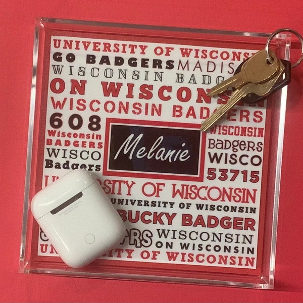 Collegiate Catchall Acrylic Tray - Monogrammed College Tray - Personalized Tray - Dorm Decor