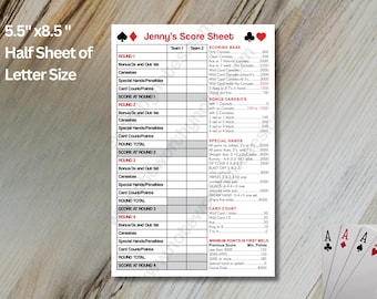 Deluxe Personalized Canasta Score Pad – 5.5"x8.5" | Custom Card Game Score Sheets | Great Gift for Canasta Queens & Canasta Lovers