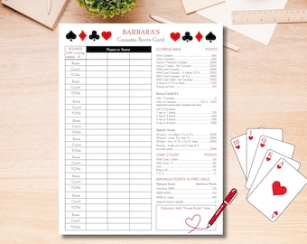Personalized Canasta Score Pad - 8.5x11 size