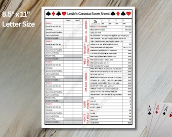 Deluxe Personalized Canasta Score Pad – 8.5"x11" | Custom Card Game Score Sheets | Great Gift for Canasta Queens & Canasta Lovers