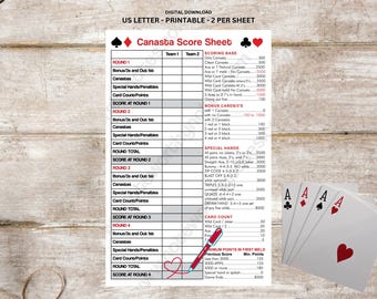 Halvt Canasta-poängblad - Skriv ut hemma