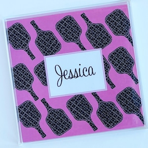 Geometric Repeat Pickleball Themed Catchall Acrylic Tray | Monogrammed Pickleball Tray | Personalized Pickleball Tray| Pickleball Catchall