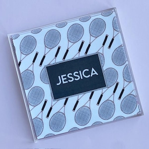 Tennis Themed Catchall Acrylic Tray | Monogrammed Tennis Tray | Personalized Tennis Tray| Tennis Racquet Design for Hostess Gift
