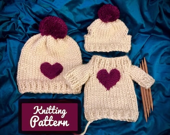For Grogu Knitting Pattern - Cozy Knit Sweater and Toboggan for Grogu / Baby Yoda and matching Toboggan for You