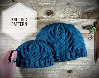 Knitting Pattern - The Power Within Cabled Beanies For You and Your Baby | Inspired by The Mandalorian