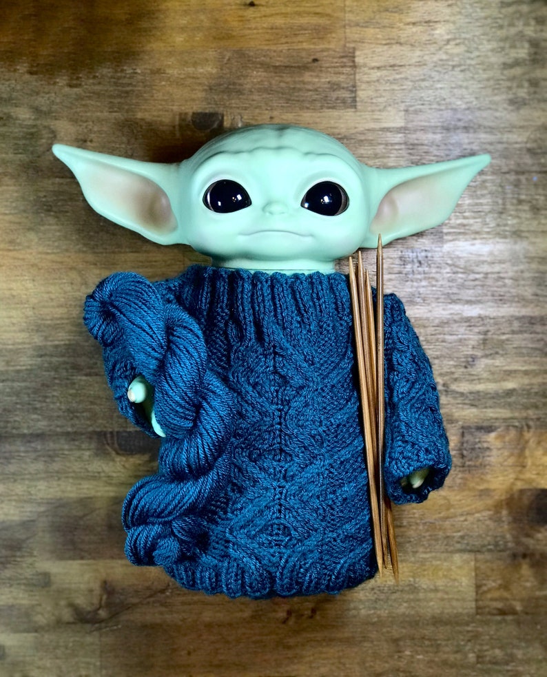 Knitting Pattern the Power Within Baby Yoda Cabled Sweater Etsy