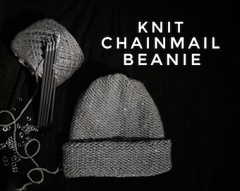 Hand Knit Beskar Chainmail Beanie - Inspired by Grogu and his Beskar Chainmail from The Mandalorian  - Luxuriously Soft Knit