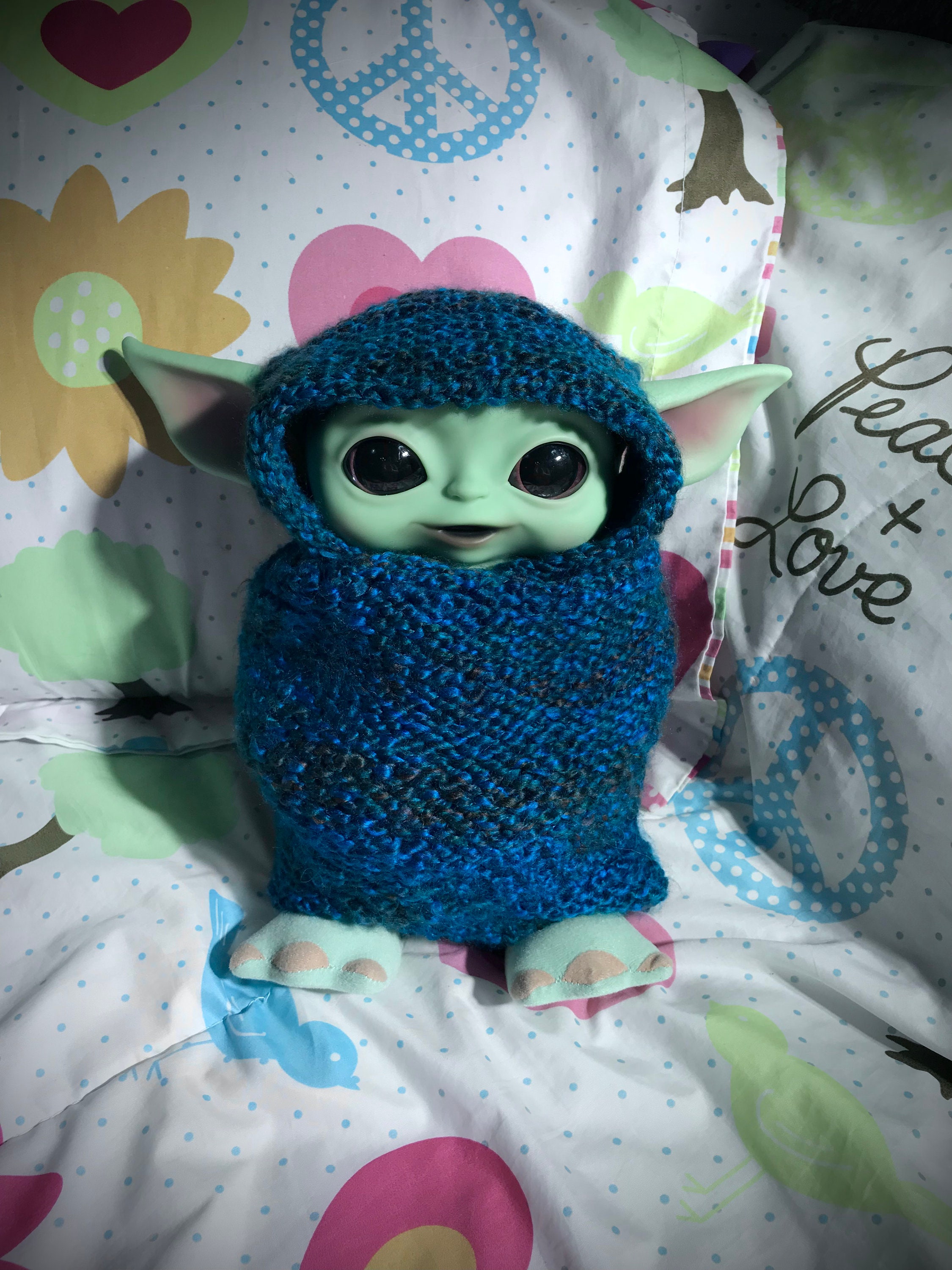 Art & Collectibles Fiber Arts Baby Yoda Hooded Swaddle PDF Knitting