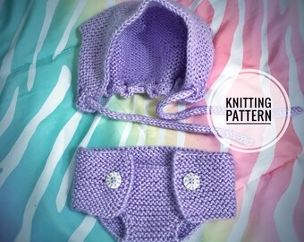 For Grogu Knitting Pattern - Easy Love - Bonnet and Diaper Set for Grogu / Baby Yoda - Fits the 11 inch Baby Yoda plush