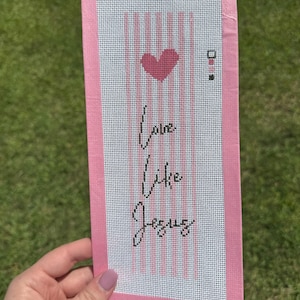 Amor como Jesús - Lienzo bordado pintado a mano - Regalos cristianos/DIY