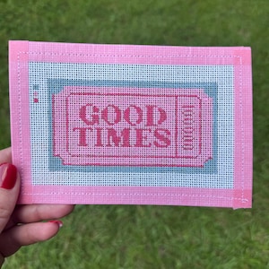 Ticket for a Good Time - Tela bordada pintada à mão - Kit de acabamento fotográfico