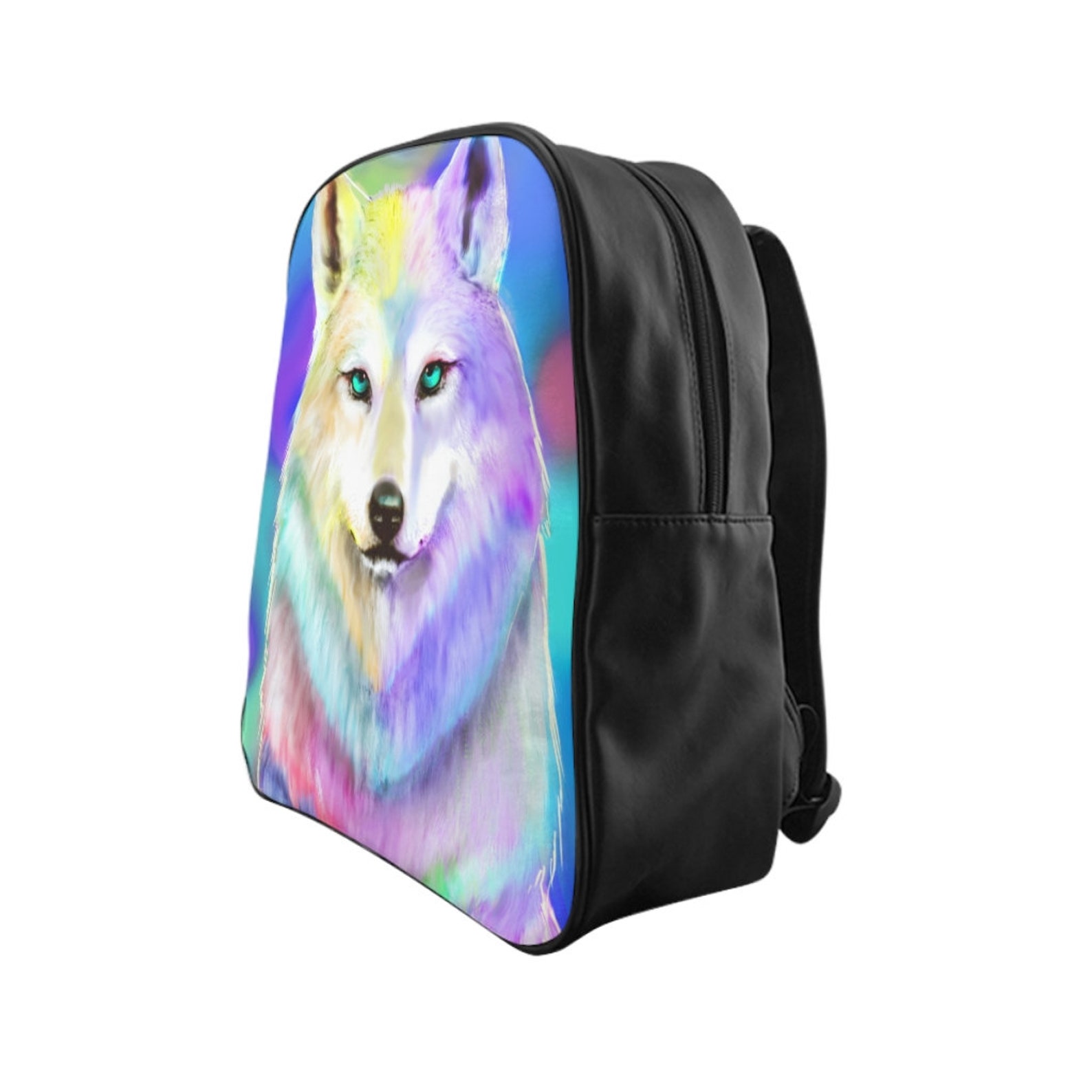 Girls rainbow wolf School Backpack bag kids animal dog wolves Etsy