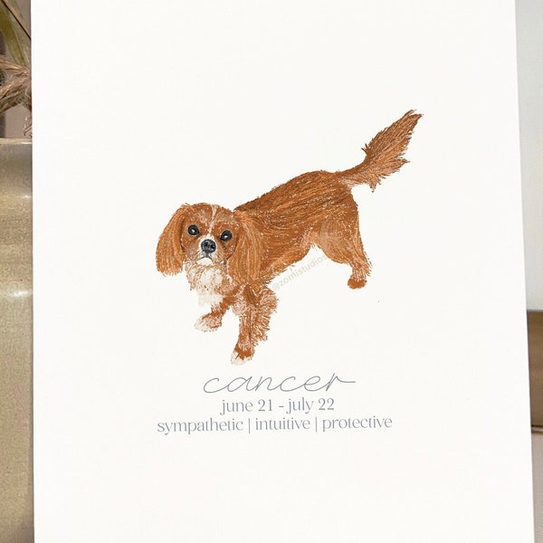 Cancer Astrology Zodiac Dog Greeting Card | Astrology Greeting Card, all occasions, birthday, thank you, anniversary, congratulations