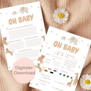 Juego de preguntas para baby shower, juego de adivinanzas y tarjetas de deseos, descarga digital, plantilla imprimible al instante, idea de juego para baby shower, juego de predicción para bebés