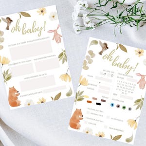 Juego de preguntas para baby shower, juego de adivinanzas y tarjetas de deseos, descarga digital, plantilla imprimible al instante, idea de juego para baby shower, juego de predicción para bebés