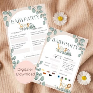 Juego de preguntas para baby shower, juego de adivinanzas y tarjetas de deseos, descarga digital, plantilla imprimible al instante, idea de juego para baby shower, juego de predicción para bebés