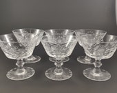 Vintage Bohemia Crystal Cut Pinwheel Fan Pattern Sorbet Champagne Coupe set of 6