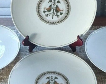 Noritake Hermitage Plates Set of 2 Pattern 6226 Love Birds Made in Japan Vintage Dinner Plates 10.5"