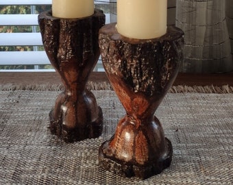 Home Décor Modern Style Pair of Vintage Handmade Burlwood Hugging ...