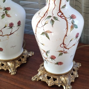 Carpie Italian Lamp Hand Painted Ceramic and Brass Vintage Table Lamp, Made in Italy, 24.5&quot; Signed