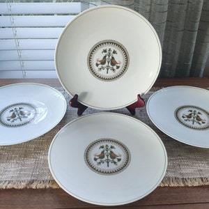 Noritake Hermitage Teller 4er Set Muster 6226 Love Birds Made in Japan Vintage Speiseteller 26cm