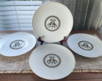 Noritake Hermitage Plates Set of 4 Pattern 6226 Love Birds Made in Japan Vintage Dinner Plates 10.5"