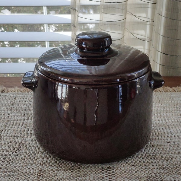 Westbend Earthenware Pottery Vintage Bean Pot Crock Canister 7"