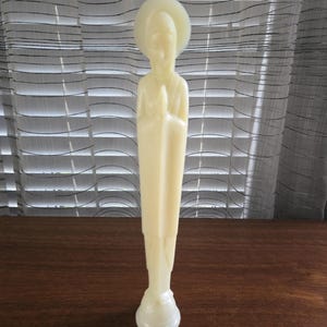 UV and Glow in Dark Lucite Tall Madonna, Vintage Praying Holy Mother with Halo 13"