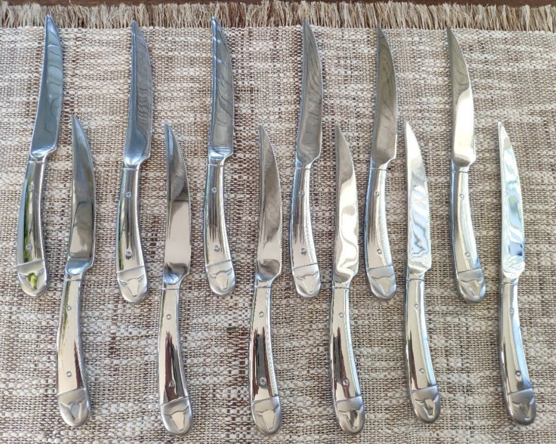 WMF Bullshead Steak Knives Set of 12 Vintage Cromargan German Stainless