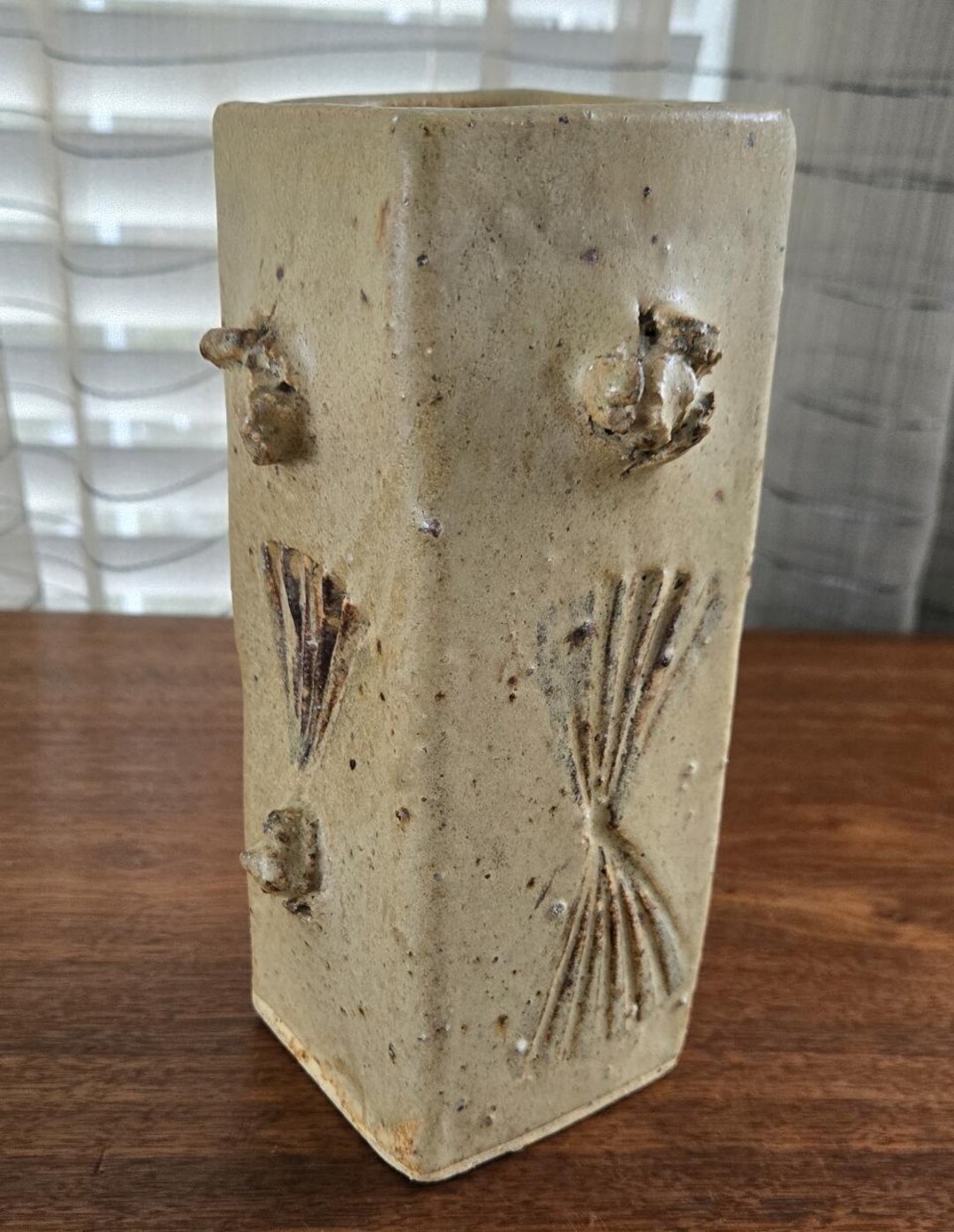 Brutalist Textured Speckled Glaze Vase, Vintage Studio Art Pottery ...