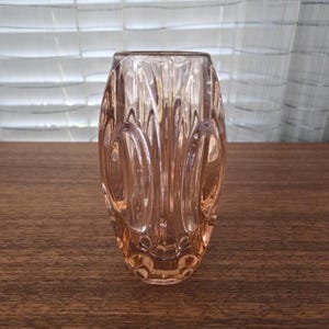 Rosice Sklo Union Blue Rudolf Schroter Vintage Pink Bullet Optical Vas 6"